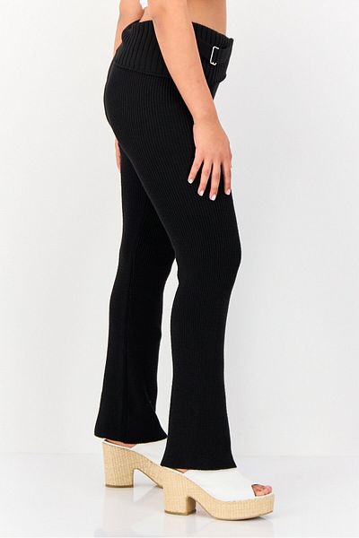 Don't Call Me Jennyfer Women Regular Fit Knitted Wide Leg Pants, Black