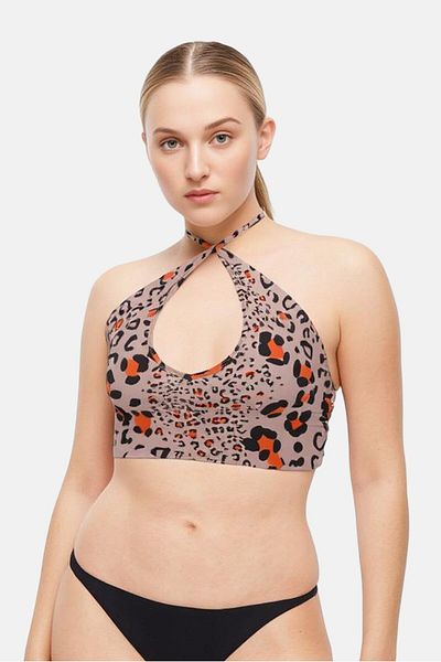 We Are We Wear Women Animal Print Sleeveless Bikini Top, Multicolor