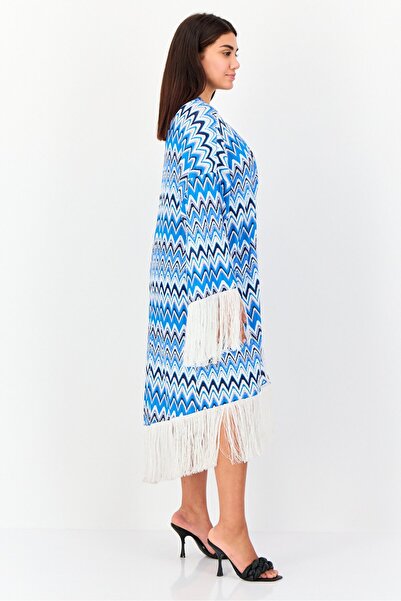 Koton Women Long Sleeve Cheveron Print Poncho, Muliticolor