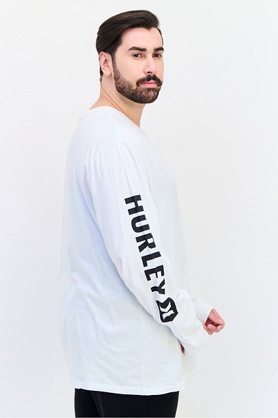 Hurley Men Sportswear Fit Long Sleeve Training T-Shirt, White