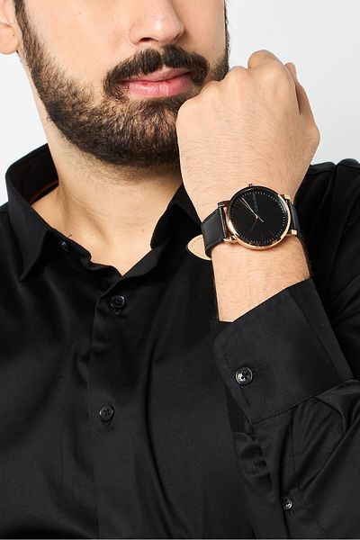 Calvin Klein Men 25200318 Genuine Leather Watch 43 mm, Black