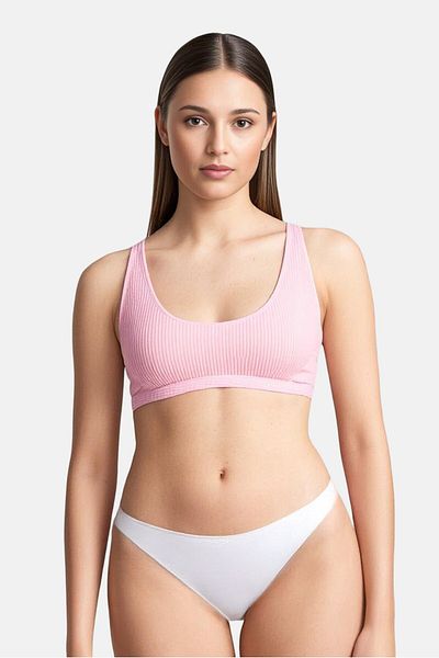 Peek & Beau Women Curve Fit Non-Padded Bikini Top, PInk