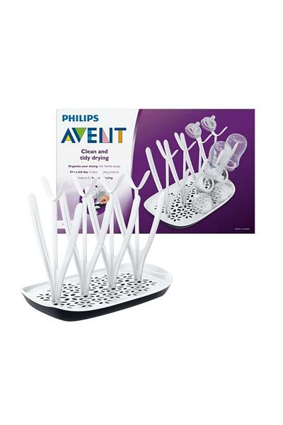 Philips Suport pentru uscare biberoane, Avent, Plastic, Negru/Alb