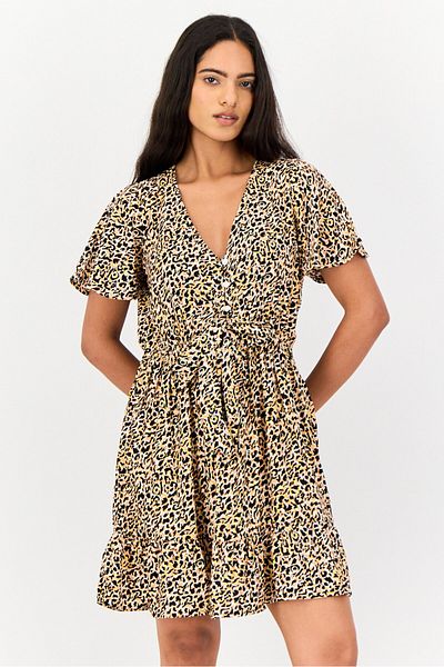Hurley Women Animal Print Casual Mini Dress, Multicolor