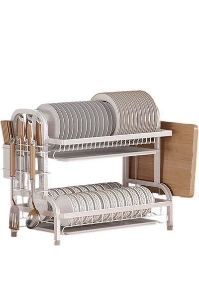 huitich Dish Drying Rack For Kitchen Counter Top Organizer With Sink Drainer And Cutlery Shelf Option
