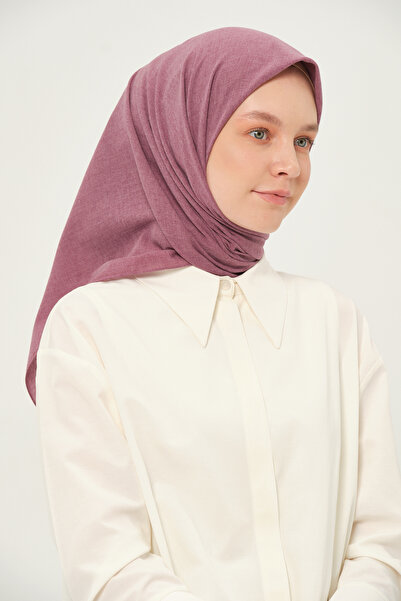 Madame Polo Poly Coton Kare Eşarp Açık Gülkurusu Pamuklu Nefes Alan Kumaş