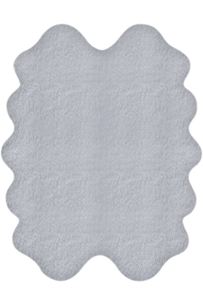 Cool Halı Gri Peluş Post Halı Yıkanabilir Kaymaz Tavşan Tüyü Kürk Halı Pofudu...