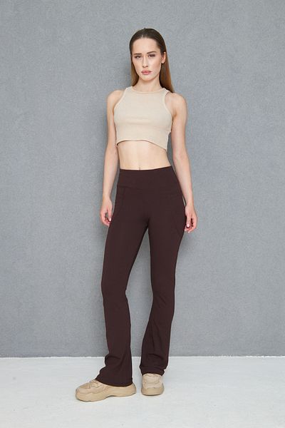 Dİ GİYİM Di Clothing Women's High Waist Gathering Double Pocket Flared Leggings