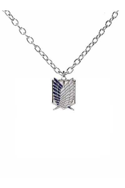Herşey Nota Attack on Titan Blue Wings of Liberty Necklace – Unisex Anime Jewelry with 60 cm Chain