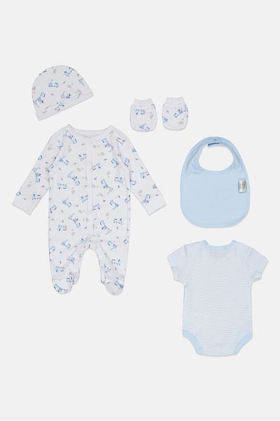 Rock A Bye Baby Boutique Toddlers Boy 5 Pieces Graphic Hanging Gift Set, Multicolor