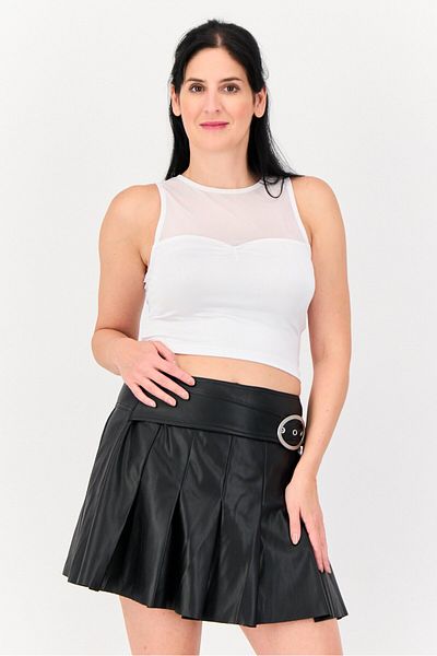 Don't Call Me Jennyfer Women Crew Neck Sleeveless Ruched Top, White