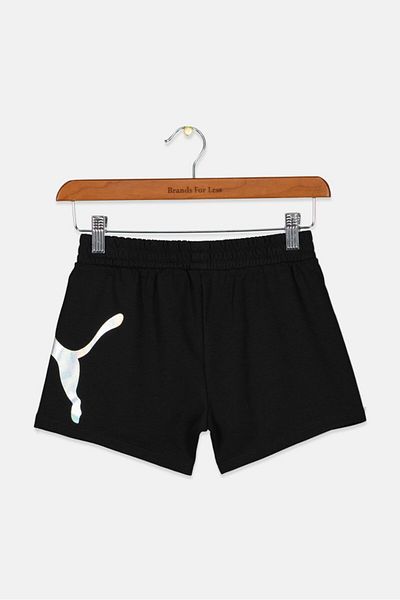 Puma Kids Girl Metallic Logo Print Shorts, Black