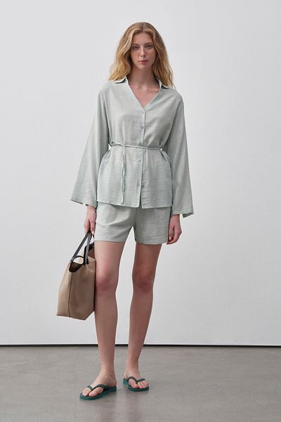 mathilda store Women's Water Green Leo Shirt Shorts Set