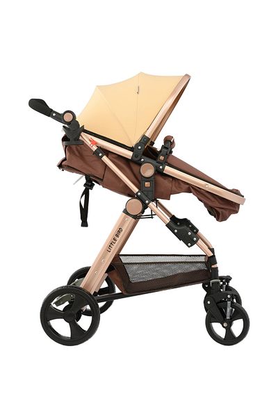 Ch Carucior litle bird , cu suspensii , Maro (Beige) 2in 1 transformabil landou-sport