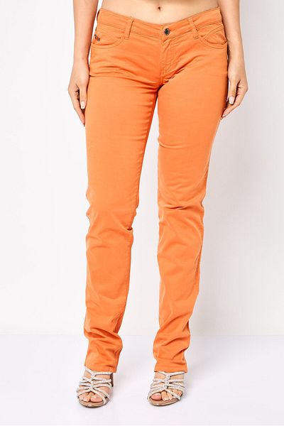 Harmont & Blaine Women Regular Fit Brand Logo Chino Pants, Orange