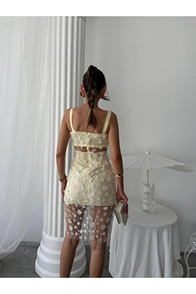 conconmoda Çiçek Tül Tasarım Lara Mini Elbise