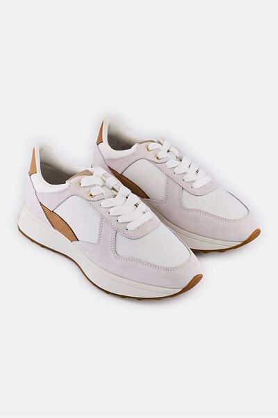 Geox Women D Amabel A Lace Up Casual Shoes, Off-White