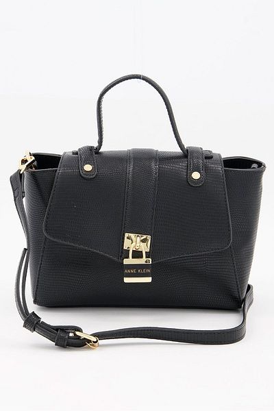 Anne Klein حقيبة بيكر نسائية مع قفل سحري، 22 سم طول × 10 سم عرض × 19 سم ارتفاع، لون أسود