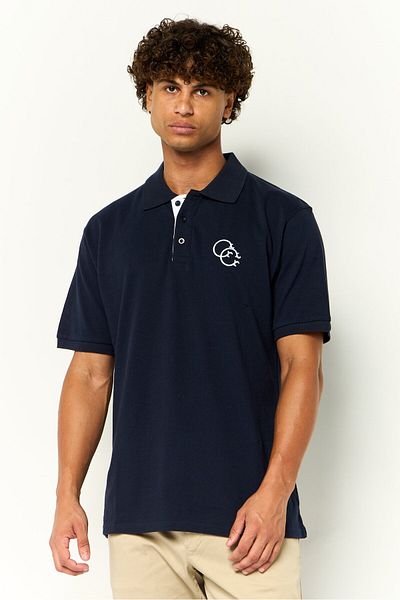 Cavalli Class Men Regular Fit Short Sleeve Embroidered Logo Polo Shirt, Navy