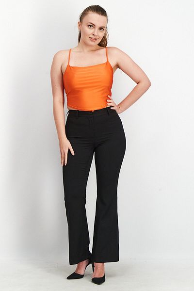 Sinsay Women Square Neck Sleeveless Open Back Top, Orange