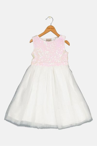 Luna Moon Toddlers Girl Sequin Sleeveless Dress, White