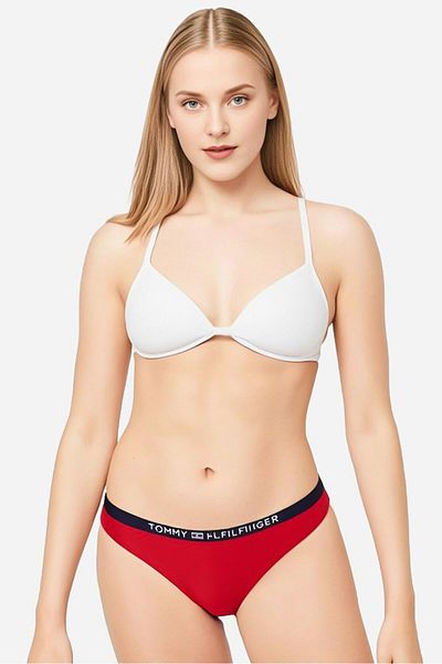 Tommy Hilfiger Women Brand Logo Bikini Bottom, Red