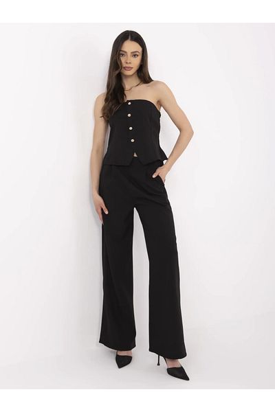 UniqueStore.ro Elegant Black Set With Corset Top And Flared Pants - One Size