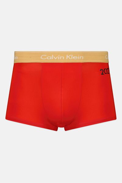 Calvin Klein Men Brand Logo Low Rise Trunk, Red/Khaki