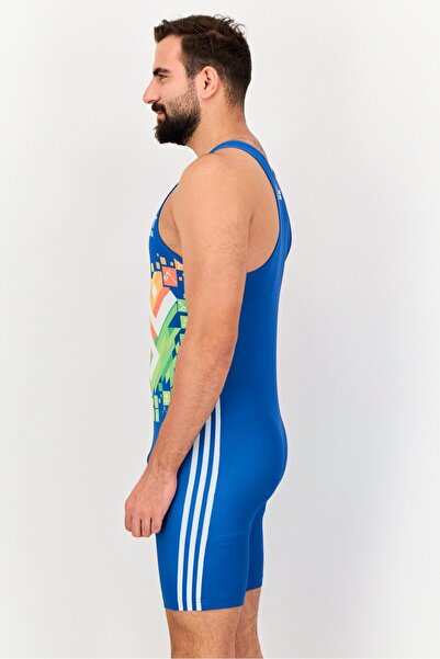 adidas قميص مصارعة رجالي رياضي بدون أكمام، أزرق