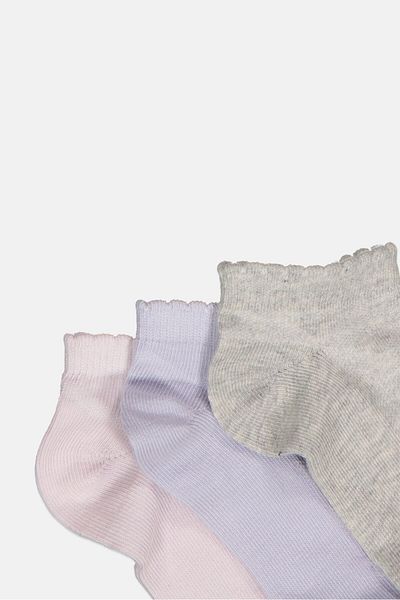 MUDD Kids Girls 3 Pairs Solid Ankle Socks, Multicolor