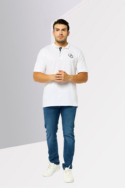 Cavalli Class Men Regular Fit Embroidered Logo Short Sleeves Polo Shirt, White
