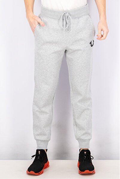 True Religion Men Drawstring Brand Logo Print Jogger Pants, Heather Grey