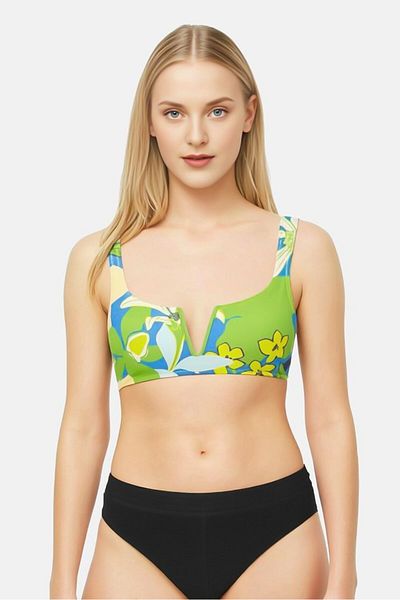 aerie Women Lightly Padded Floral Print Bikini Top, Multicolor