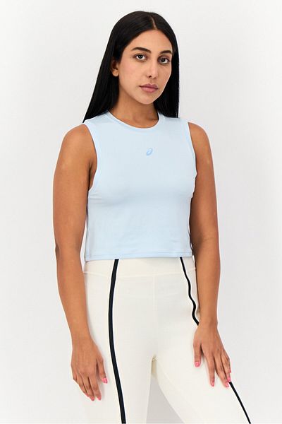 Asics Women Slim Fit Sleeveless Training Tank Top, Light Blue
