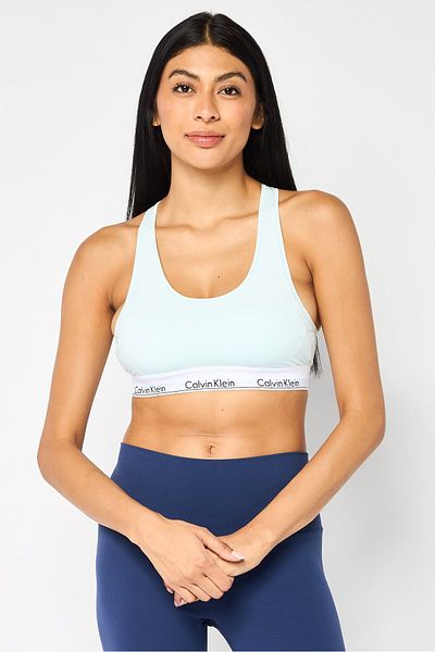 Calvin Klein Women Brand Logo Lightly Padded Bra, Turquoise