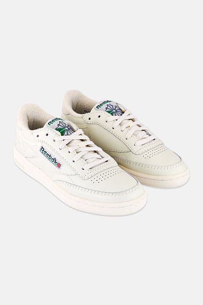 Reebok Men Club C 85 Vintage Lace Up Tennis Shoes, Off White