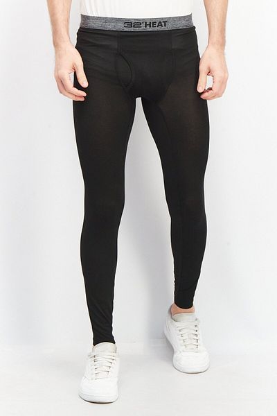 32 Degrees Men 2 Pack Regular Fit Solid Base Layer Leggings Pants, Black