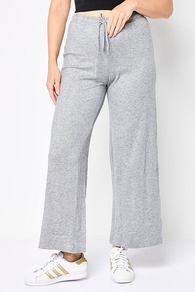Koton Women Regular Fit Heather Wide Leg Pants, Grey