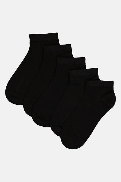 London Fog Kids Boy 5 Pairs Solid Ankle Socks, Black