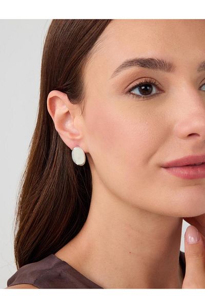 Jimmy Key Silver Color Elegant Earrings with Oval Figures
