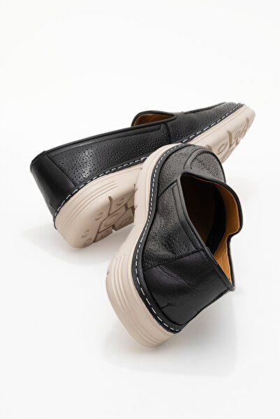 Dericlub Women's Orthopedic Sole Comfort Casual Shoes Real Leather Cr 2206 Black