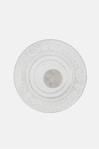 Muy Mucho Relief Glass Dessert Plate, Transparent