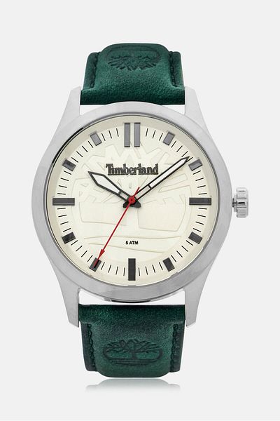 Timberland Men TDWGA0029604 Rambush Leather Analog Watch 42mm, Dark Green