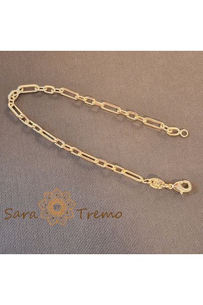 saratremo Unisex gold-plated bracelet - modern 3-in-1 rectangular link design, 18 cm