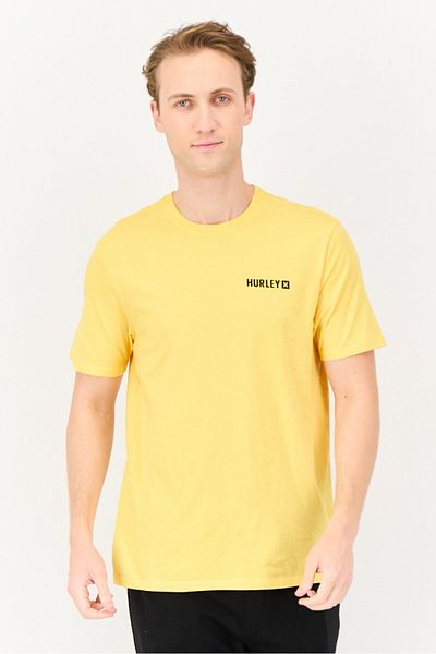 Hurley Men sportswear Fit Short Sleeve Outdoor T-Shirt, Yellow