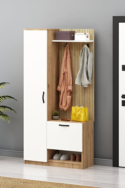 Eymense Lora Tek Kapaklı Dolaplı Portmanto Aytaşı-Meşe