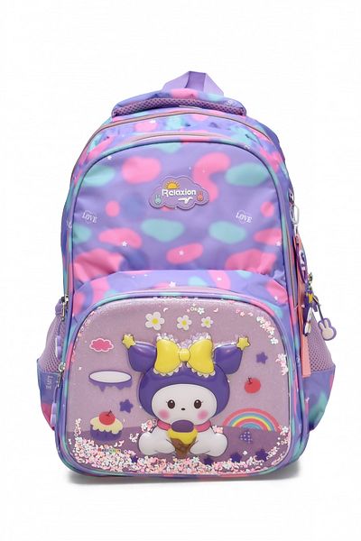 ELATAE Children's 4-Piece School Set Primary School Bag & Thermal Lunch Box & Pen Holder & Water Bottle 1370