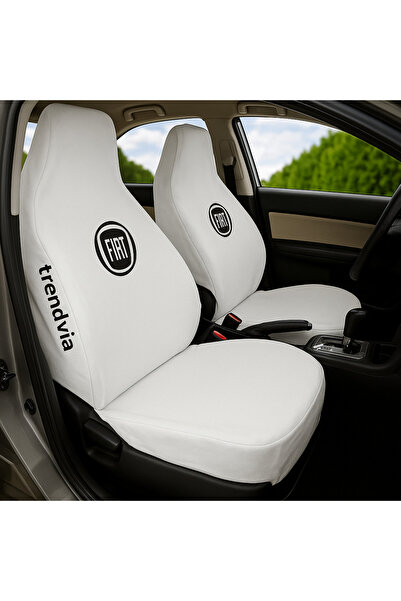 trivexa طقم غطاء مقعد السيارة من القطن الممشط باللون الأبيض من الأمام والخلف ...
