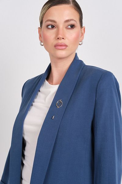 Ekol Jachetă de damă cu guler șal și broșă 4188 Indigo