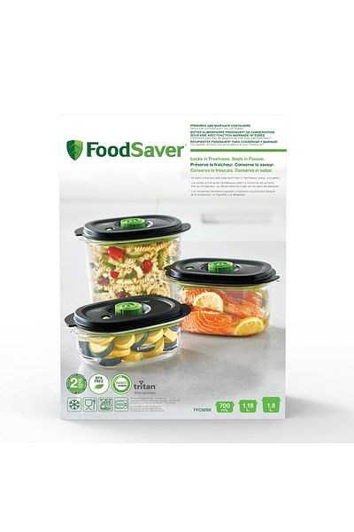 FoodSaver Set of 3 vacuum-sealing casseroles (0.7L + 1.2L + 1.8L)